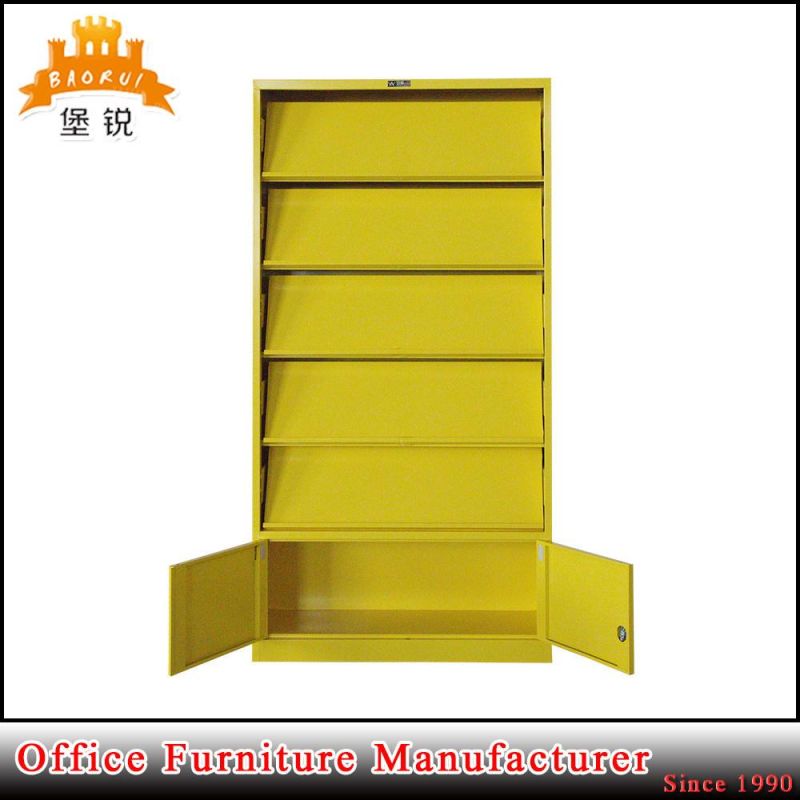 5 Layer Metal Magazine Display Rack with Small Locker Downside