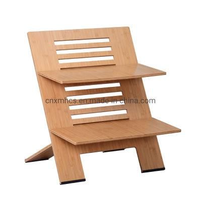Home Office Furniture Portable Wood Computer Desk Standing Convertor Height Adjustable Bamboo Laptop Desk Monitor Riser