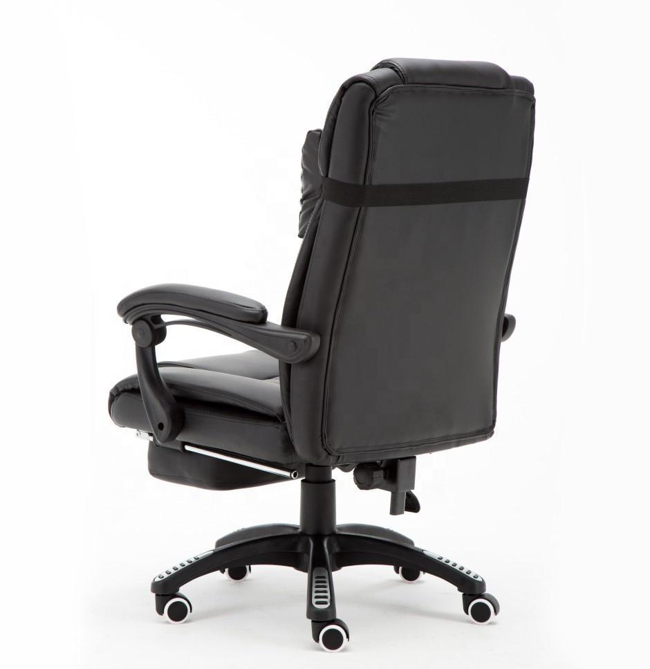 Adjustable Height Leather Reclining Swivel Office Chair with High Back