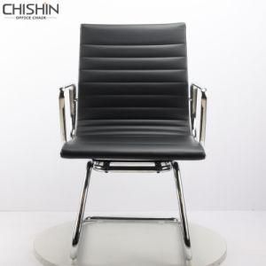 Middle Back Eames Chair Black Leather PU Visitor