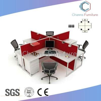 Modern Red Color Office Furniture Cross Workstation with Mobile Cabinet (CAS-W31463)