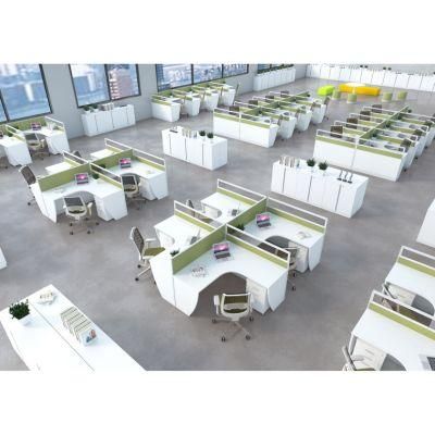 Four Seat Co Working Office Glass Workstation Cubicle