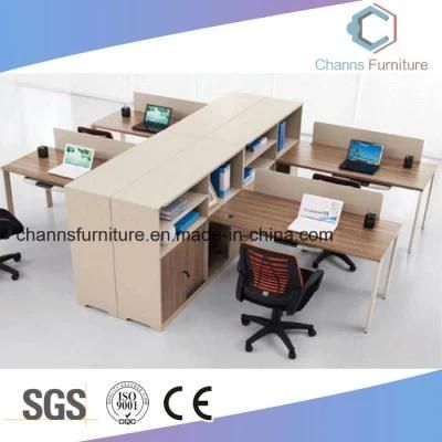 High Wall File Cabinet Wooden Computer Table 4 Seats Office Workstation (CAS-W1869)