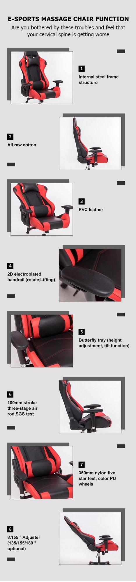 Video Game Chair Executive Rotating Racing Style Ergonomic Lounge Chair Youtube Computer Office Chair Head with Headrest