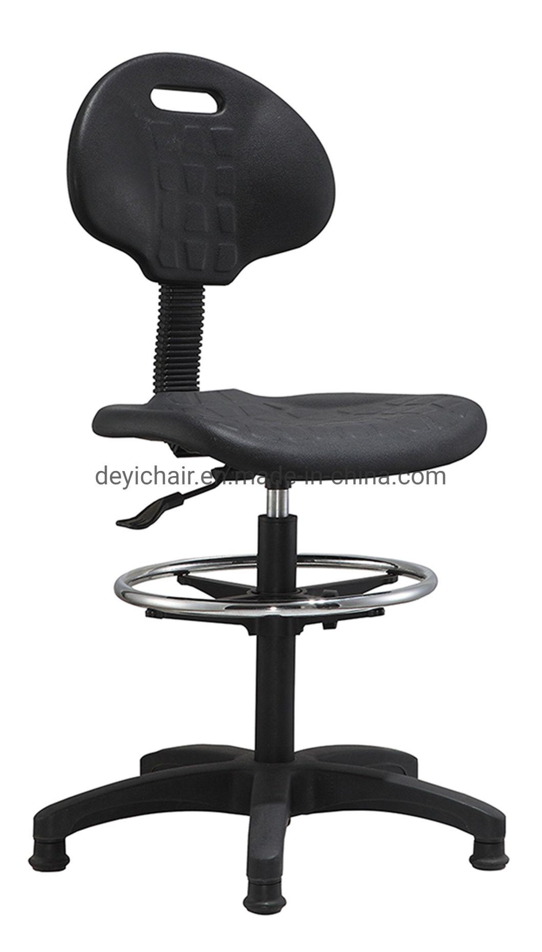 450mm Chrome Footing 260mm Black Gaslift Nylon Base with Foot Pad Mould PU Seat and Back Bar Chair