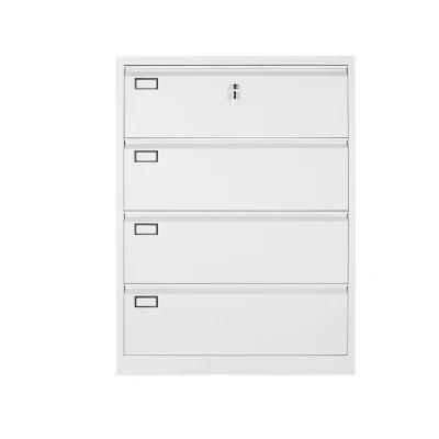 White Vertical Filing Cabinet 4 Drawer with Lock Under Desk