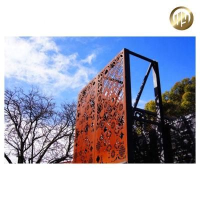 Rectangular Corten Steel Rusty Metal Courtyard Divider Panel Screen