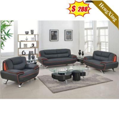 Classic Home Living Room Gray Color PU Leather Sofas Wooden Office Sofa Set