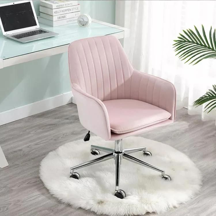Comfortable Fabric Office Chair Lift Swivel Leisure Chair Chromed Base