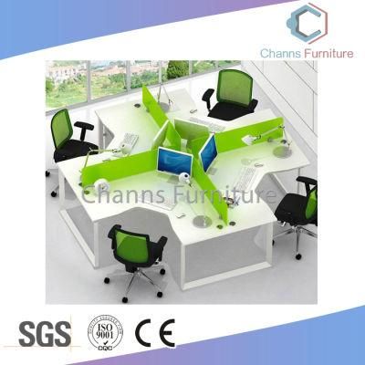 Modern Green Partition White Computer Table Office Workstation with Metal Frame (CAS-W31470)