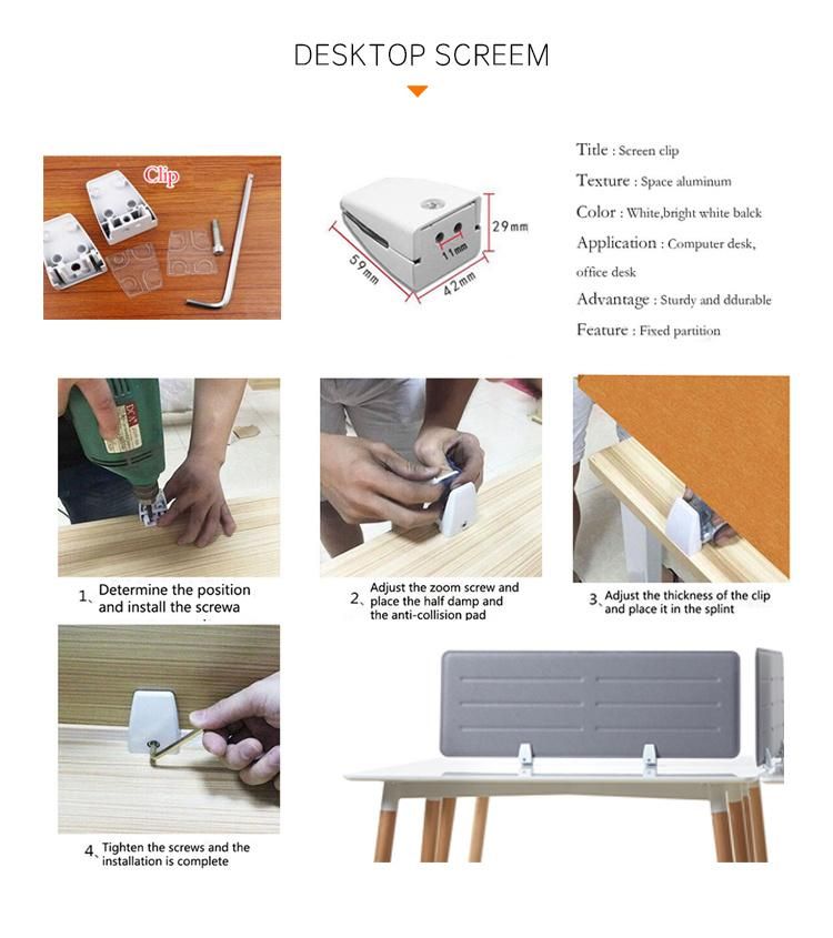 Acoustic Desk Office Screen Clamps Desk Privacy Partition Screen Partition