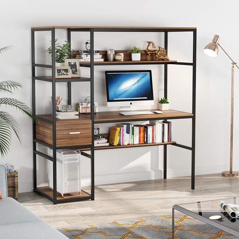 Simple Home Desk with Bookshelf and Drawer Desktop Office Computer Desk 0299