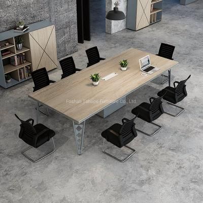 Newfashioned Industrial Style Wooden Office Meeting Conference Table with Metal Legs