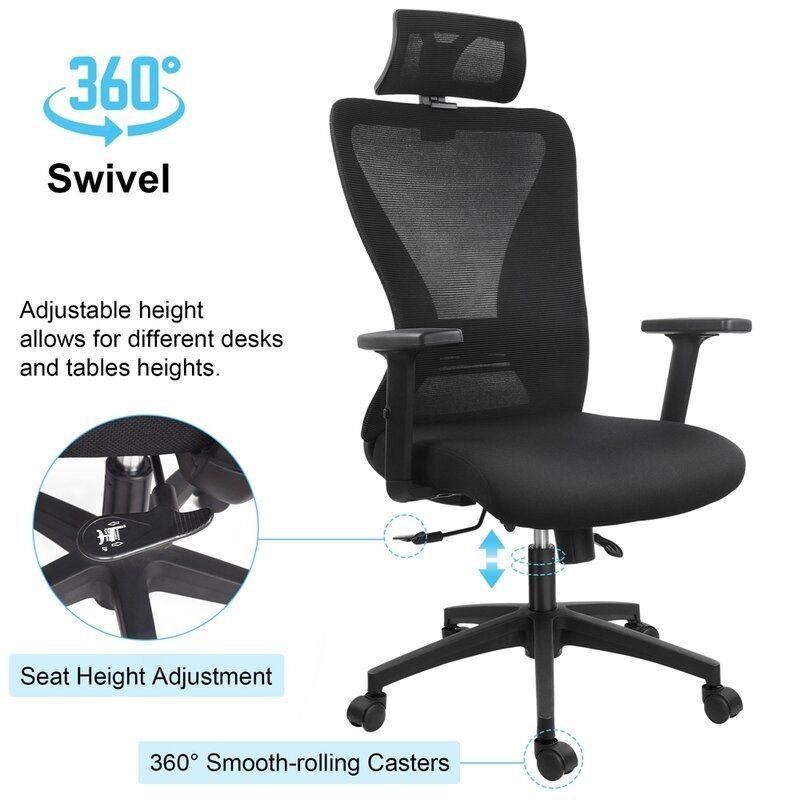 Ergonomically Design Adjustable Swivel Upholstery Armrest Mesh Office Chair