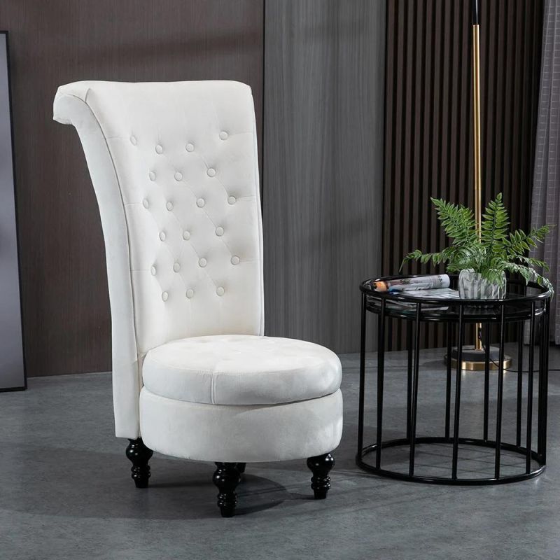 White Leather Metal Frame Leisure Chair High Density Foam Lounge Chair