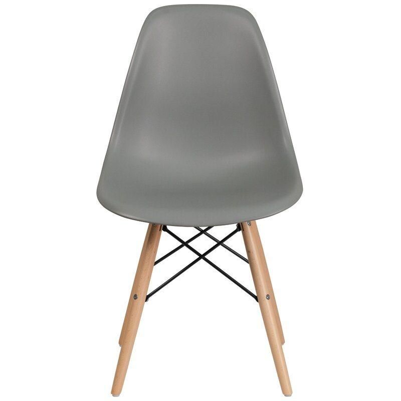 Molded Dining Chairs with Solid Natural Wood Legs White
