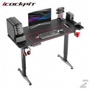 Icockpit Electric Computer Lift Table Desk Height Stand up Adjustable Gaming Desk with Extension Storage Stand