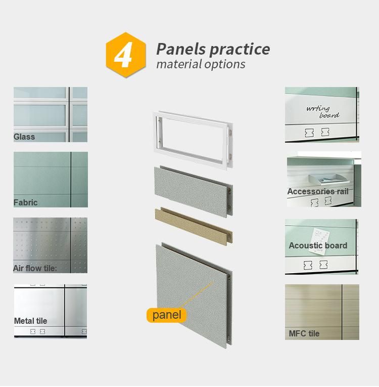 Used American Power Supply System 83mm Thickness Aluminum Frame Fabric Panel Standard Dimensions Soundproof Office Partition