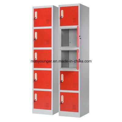 Practical Steel Locker 5 Door Bag Storage Coin Wardrobe Iron Cabinet Separate Metal Supermarket Locker