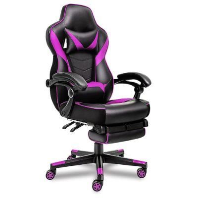 Tilting Reclining Gaming Desk and Chair with Massage Lumbar Pillow