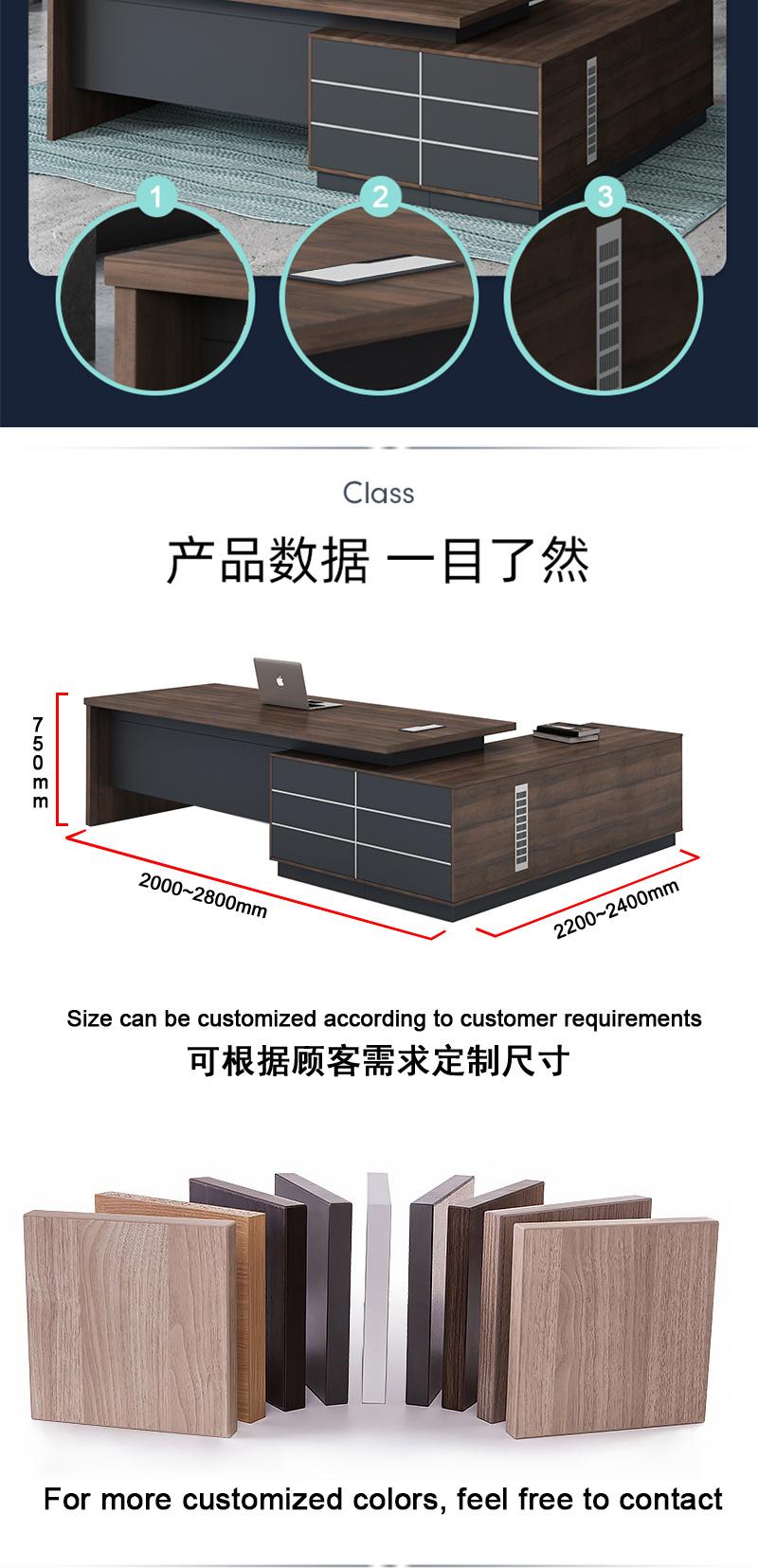 Office Furniture Wooden Furniture L Shape MDF Comfortable Modern Wooden Boss Manager CEO Executive Office Table