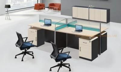 Popular Office Furniture Partition Project Use Melamine 4 Seats Staff Workstation Table