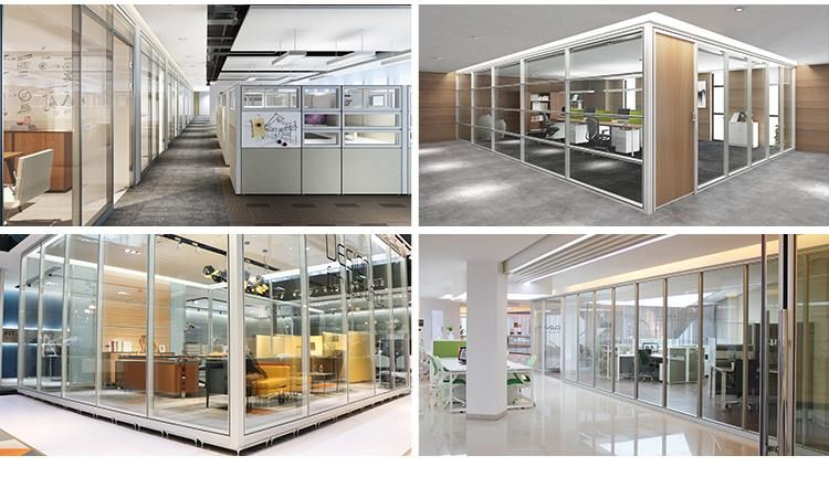 Office Glass Partition Wall Divider Aluminium Frame Soundproof Dismountable Office Glass Partition