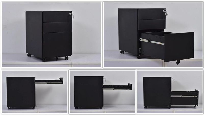 Office Mobile Vertical Filing Cabinet with Lock 3 Drawer