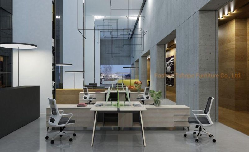 Modern Office Melamine Partition 2 Seats Workstation with Credenza