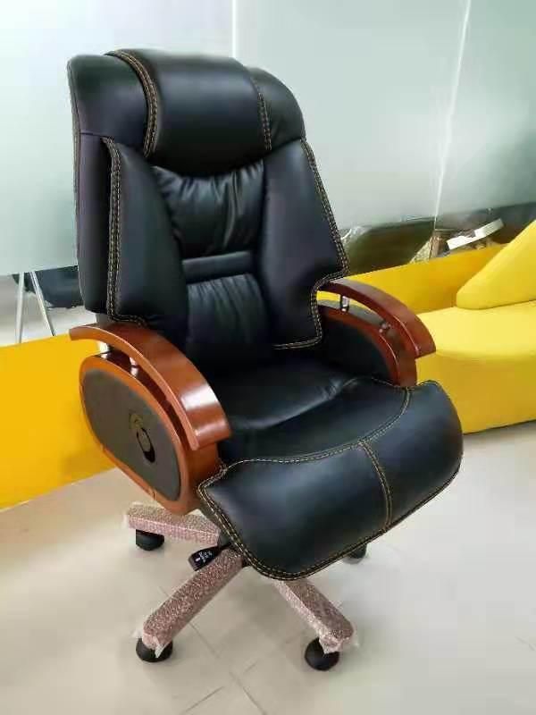 Antique Wooden Feet Ergonomic Swivel Executive Office Leather Chair