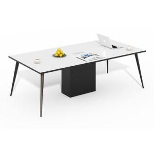 6 Person Smart Triangle Conference Table with Aluminum Retangular Cable Box