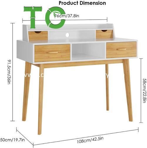 Multiple Wood Computer Desk Writing Desk Laptop Table Wood Workstation with 4 Drawer Storage and Shelves