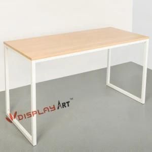 Metal Furniture Simple Computer Table with Wood Top and Metal Feet