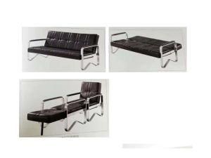 Black Hot Sales Metal Frame Lobby Leisure Leather Sofa