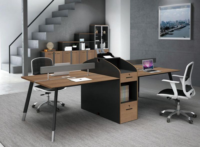 High Grade Wooden L-Shape Executive Office Table with Metal Leg