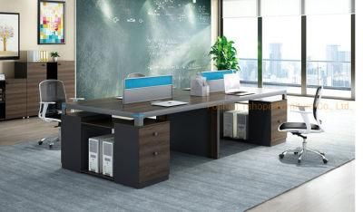 Modern Melamine Staff Table Office Wooden Furniture 4 Seats Partiton Workstation