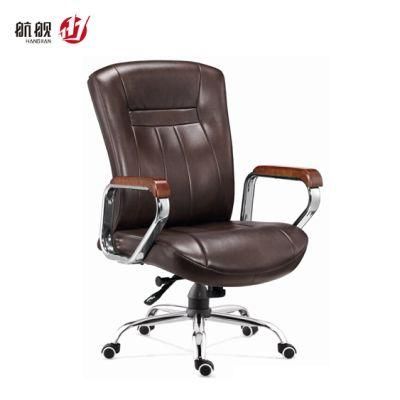 Middle Back Ajustable Swivel Office Leather Chairs with Armrest