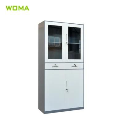 Factory Glass Door Steel Storage Cupboard Metal Cabinet Office Furniture