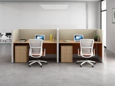 Foshan Factory Supply Desk&#160; Top Glass Low Partition&#160; 4 Seat Office Workstation Cubicle Desk with Wood Pedestal