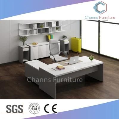 Contemporary Furniture White Executive Table L Shape Manager Office Desk (CAS-DA41)