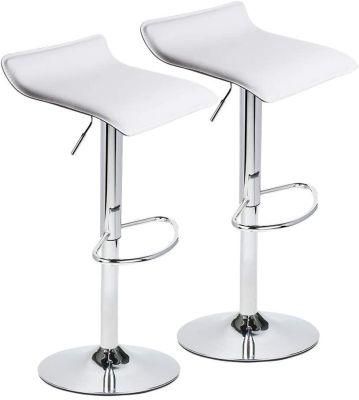 White Leather Bar Stool Swivel Bar Chair Bar Seat with Footrest
