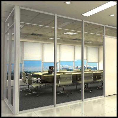 Double Tempered Glass Soundproof Office Full Height Partition with Shutter