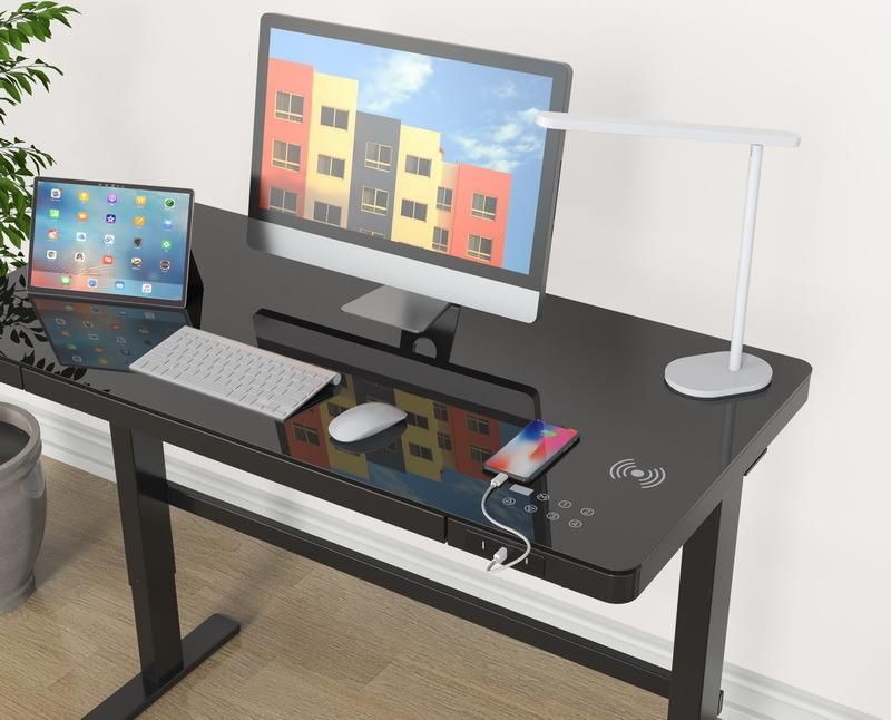 Electric Standing Desk with Double Drawers Adjustable Height Stand up Desk Sit Stand Home Office Desk