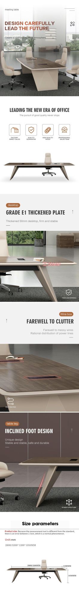 Foshan Luxury Office Furniture Meeting Desk Melamime Conference Table