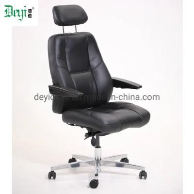 Black PU Leather Upholstery High Back Adjustable Arm Headretst Available Chrome Base Shock Proof Caster Executive Chair