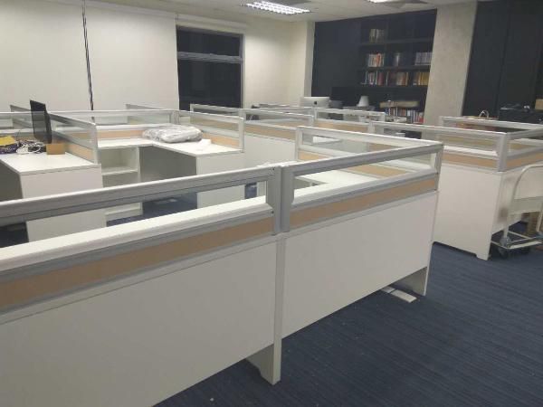 T Shape Melamine Finish Office Cubicles with Side Cabinet