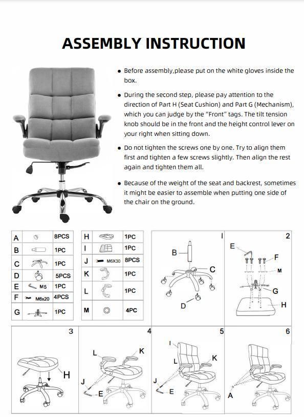 Soft Upholstery Fabric Armrest Rotary Adjustable Ergonomic Executive Office Chairs