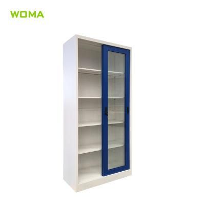 Wholesale Metal Office Almirah Cupboard Sliding Glass Door Cabinet with 4 Shelves