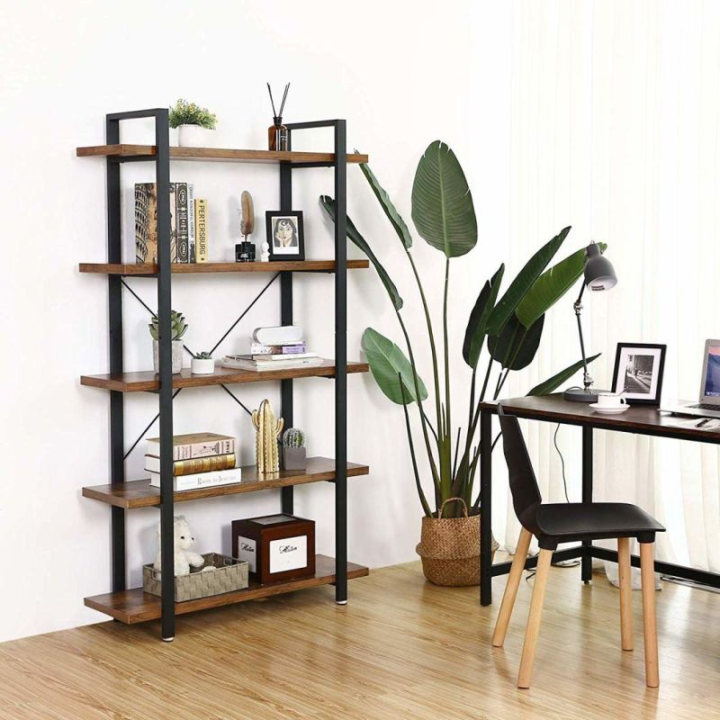 Standing Buch Regal Kinder Easy Assembly 5-Layer Industrial Stable Bookcase Storage Stehen Rack Bedroom Office Bookshelf
