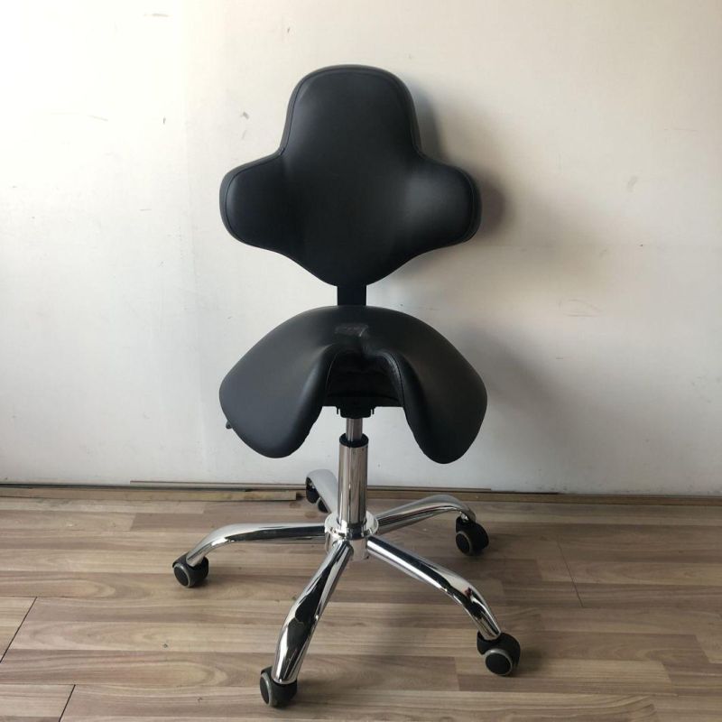 Rolling Saddle Stool with Backrest Height Adjustable Ergonomic Design Office Chair with Wheels for Beauty Salon Medical